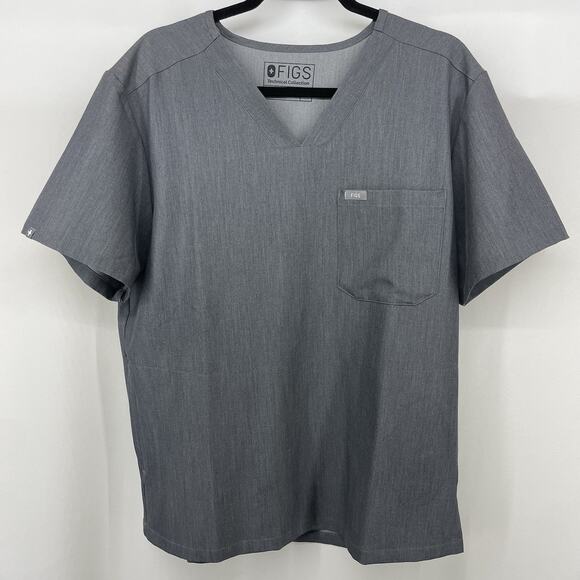 Figs Men's Size L Chisec Three Pocket Scrub Top Gray Technical Collection Shirt - Picture 1 of 6